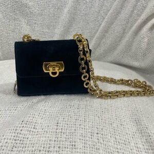 Salvatore Ferragamo Black Mini Shoulder Bag Chain Strap Gold-Tone Hardware